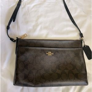 Coach, brown leather shoulder/crossbody purse.